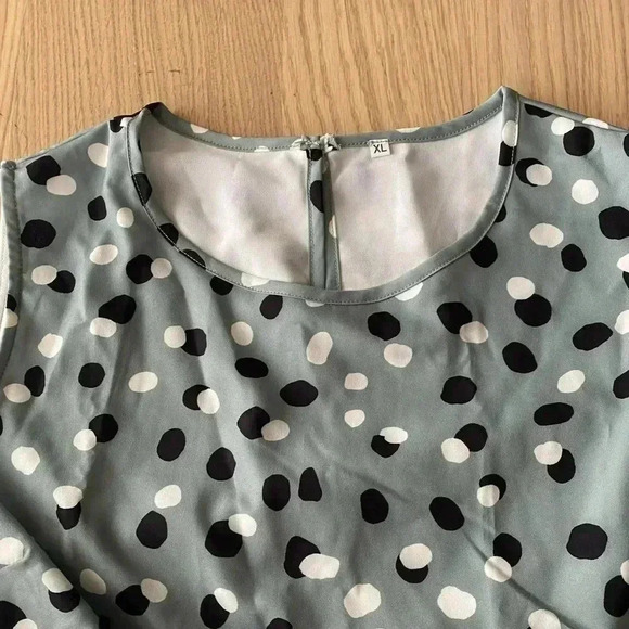 🆕Boho Trendy Sage Polka Dots Tiered Pocket Sleeveless Dress XL 🆕 - Picture 4 of 11